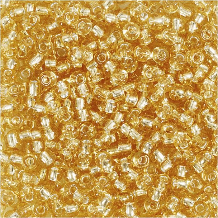 Rocailles, d 3 mm, afm 8/0, gatgrootte 0,6-1,0 mm, goud, 25 gr/ 1 doos