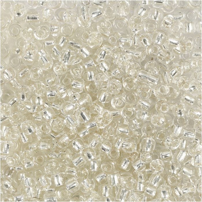 Rocailles, d 3 mm, afm 8/0, gatgrootte 0,6-1,0 mm, zilver, 25 gr/ 1 doos