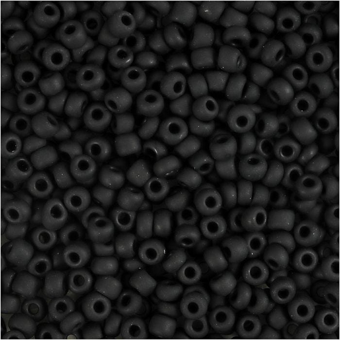Rocailles, d 3 mm, afm 8/0, gatgrootte 0,6-1,0 mm, mat zwart, 25 gr/ 1 doos