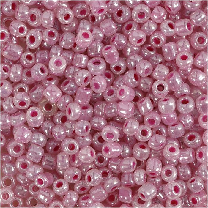 Rocailles, d 3 mm, afm 8/0, gatgrootte 0,6-1,0 mm, roze, 25 gr/ 1 doos