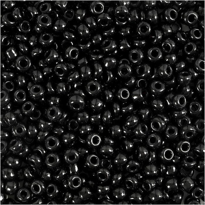 Rocailles, d 3 mm, afm 8/0, gatgrootte 0,6-1,0 mm, zwart, 25 gr/ 1 doos
