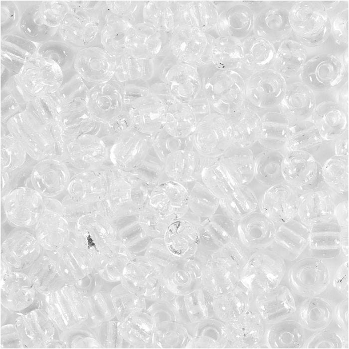 Rocailles, d 4 mm, afm 6/0, gatgrootte 0,9-1,2 mm, helder, 25 gr/ 1 doos