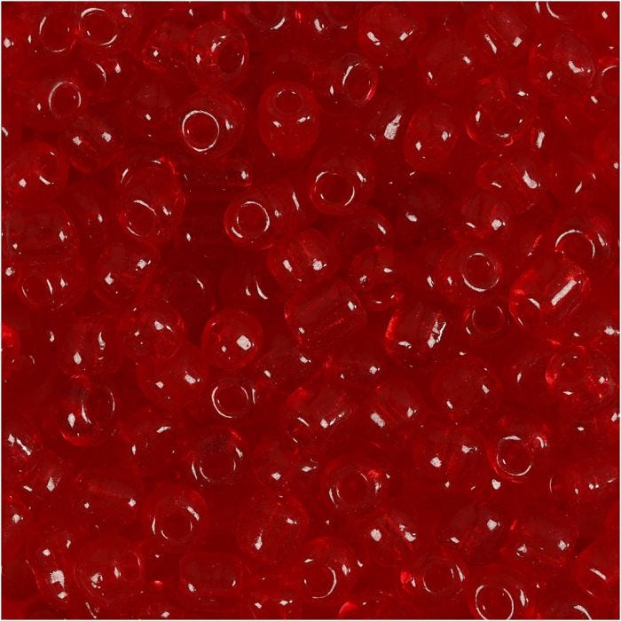 Rocailles, d 4 mm, afm 6/0, gatgrootte 0,9-1,2 mm, helder rood, 25 gr/ 1 doos