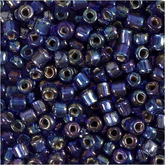 Rocailles, d 4 mm, afm 6/0, gatgrootte 0,9-1,2 mm, blauw glans, 25 gr/ 1 doos