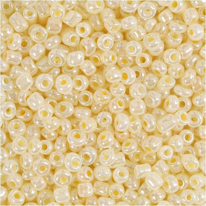 Rocailles, d 3 mm, afm 8/0, gatgrootte 0,6-1,0 mm, ivoor, 25 gr/ 1 doos