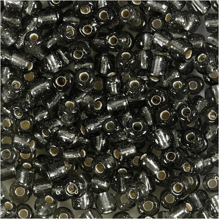 Rocailles, d 4 mm, afm 6/0, gatgrootte 0,9-1,2 mm, helder grijs, 25 gr/ 1 doos