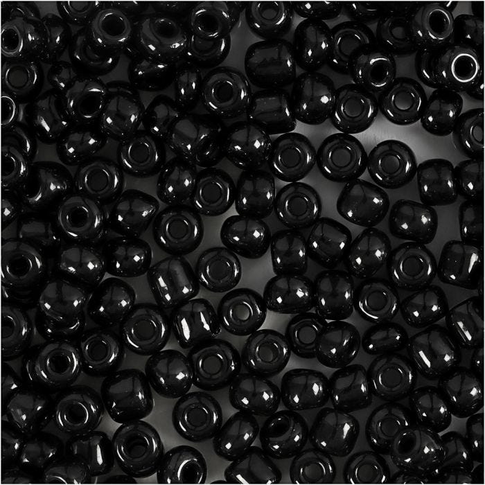 Rocailles, d 4 mm, afm 6/0, gatgrootte 0,9-1,2 mm, zwart, 25 gr/ 1 doos