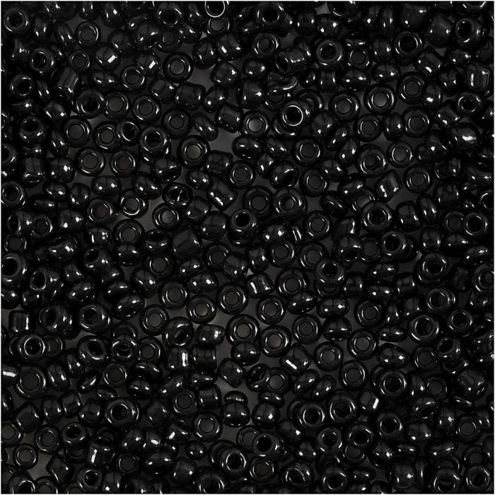 Rocailles, d 2 mm, afm 12/0, gatgrootte 0,8 mm, zwart, 25 gr/ 1 doos