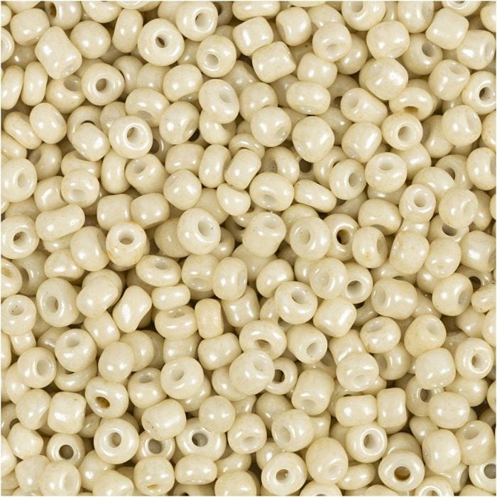 Rocailles, d 3 mm, afm 8/0, gatgrootte 0,6-1,0 mm, off white, 25 gr/ 1 doos