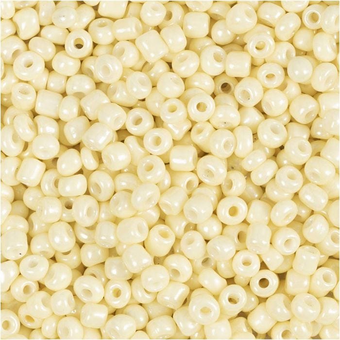 Rocailles, d 3 mm, afm 8/0, gatgrootte 0,6-1,0 mm, lichtgeel, 25 gr/ 1 doos
