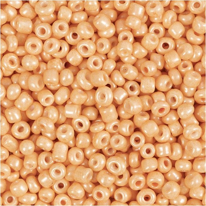 Rocailles, d 3 mm, afm 8/0, gatgrootte 0,6-1,0 mm, peach, 25 gr/ 1 doos