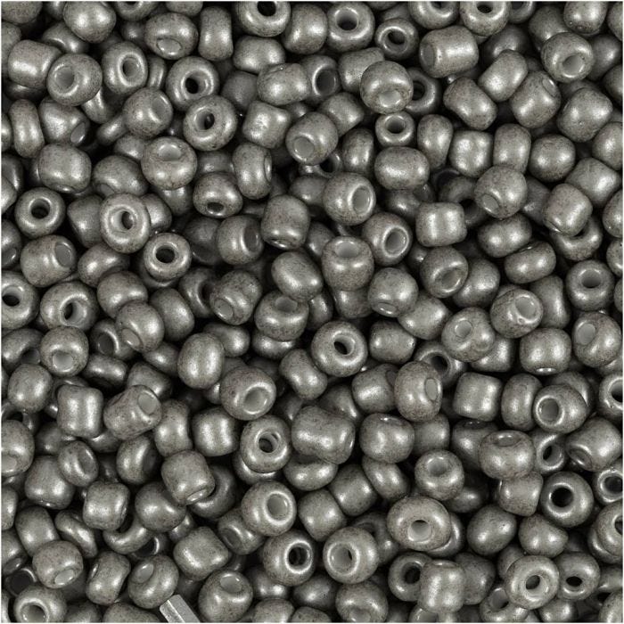 Rocailles, d 3 mm, afm 8/0, gatgrootte 0,6-1,0 mm, grijs, 25 gr/ 1 doos