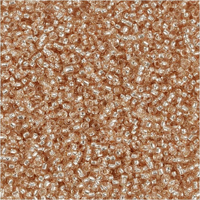 Rocailles, d 1,7 mm, afm 15/0, gatgrootte 0,5-0,8 mm, peach, 25 gr/ 1 doos
