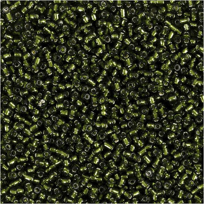 Rocailles, d 1,7 mm, afm 15/0, gatgrootte 0,5-0,8 mm, gras groen, 25 gr/ 1 doos