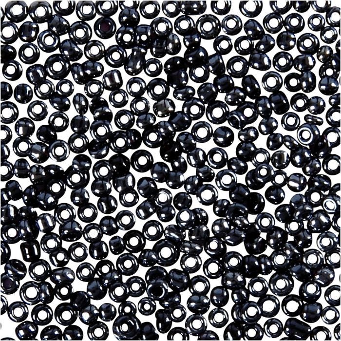 Rocailles, d 1,7 mm, afm 15/0, gatgrootte 0,5-0,8 mm, donkergrijs, 25 gr/ 1 doos