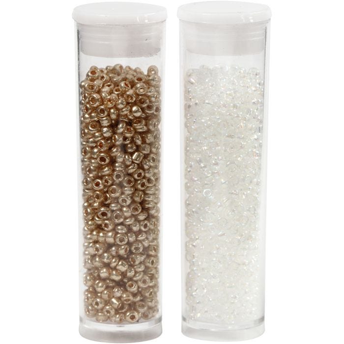 Rocailles, 1,7 mm, 15/0, 0,5-0,8 mm, wit, 2x7gr/ 1 doos