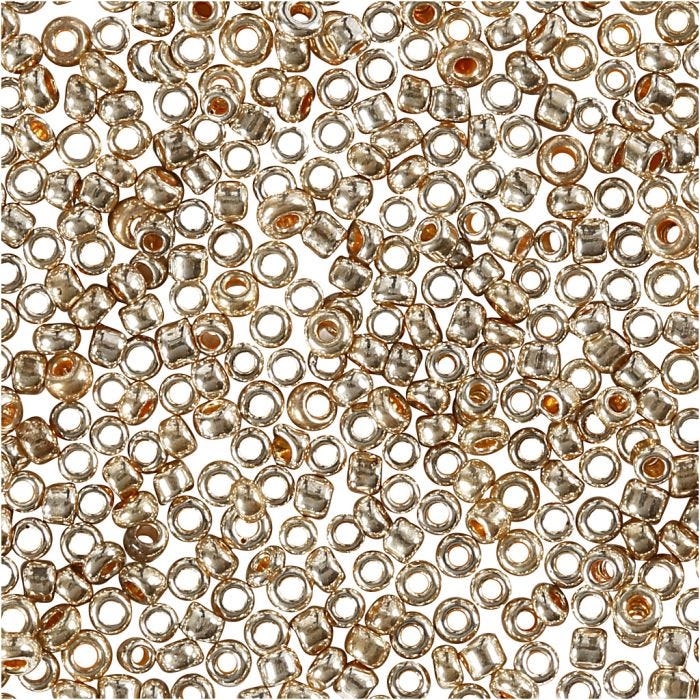 Rocailles, d 1,7 mm, afm 15/0, gatgrootte 0,5-0,8 mm, roze goud, 25 gr/ 1 doos