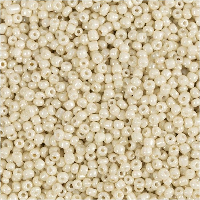 Rocailles, d 1,7 mm, afm 15/0, gatgrootte 0,5-0,8 mm, off white, 25 gr/ 1 doos