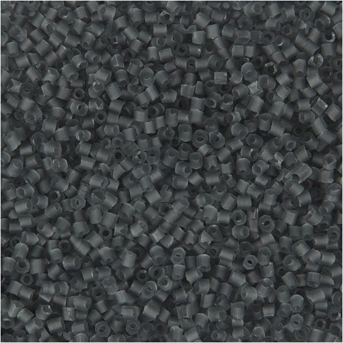 Rocailles 2-cut, d 1,7 mm, afm 15/0, gatgrootte 0,5 mm, transparant grijs, 25 gr/ 1 doos