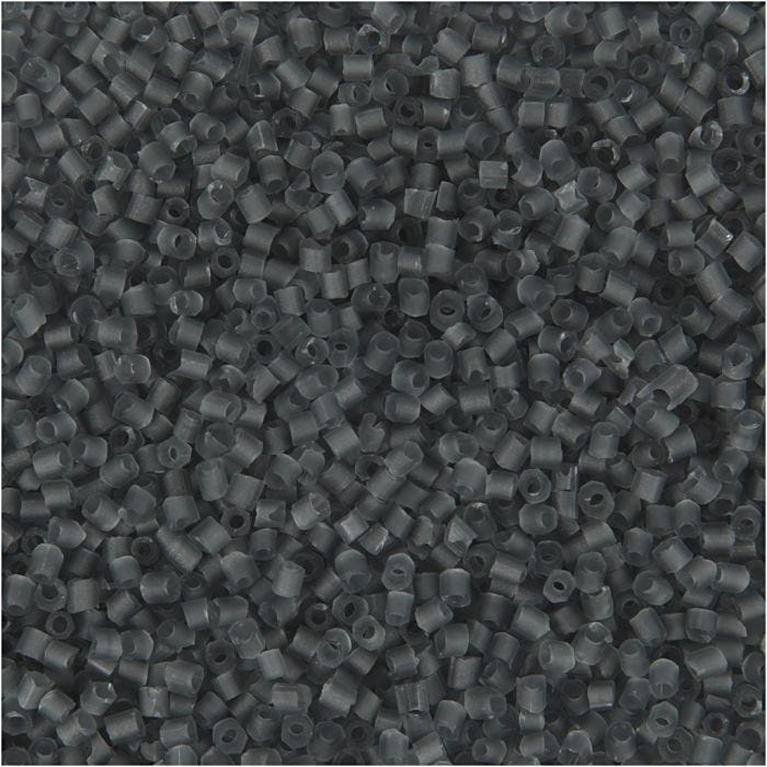 Rocailles 2-cut, d 1,7 mm, afm 15/0 , gatgrootte 0,5 mm, transparant grijs, 25 gr/ 1 doos