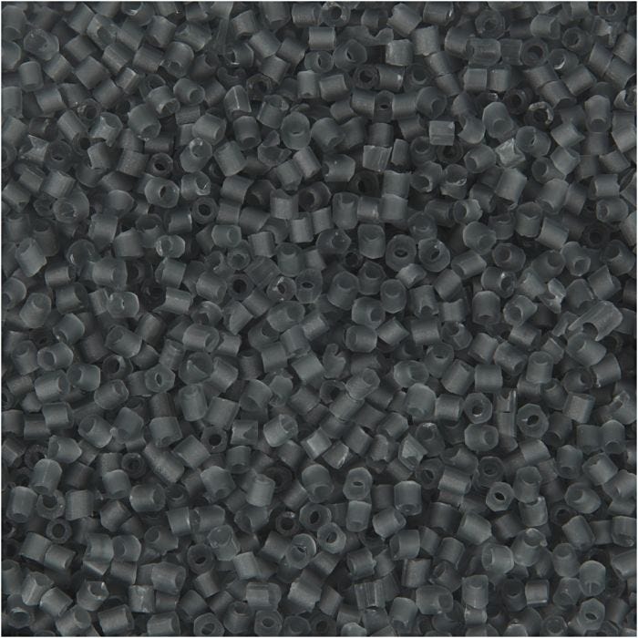 Rocailles 2-cut, 2-cut, d 1,7 mm, afm 15/0, gatgrootte 0,5 mm, transparant grijs, 500 gr/ 1 zak