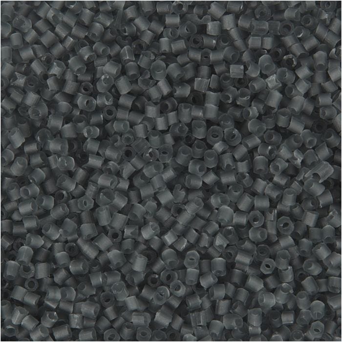 Rocailles 2-cut, 2-cut, d 1,7 mm, afm 15/0 , gatgrootte 0,5 mm, transparant grijs, 500 gr/ 1 zak