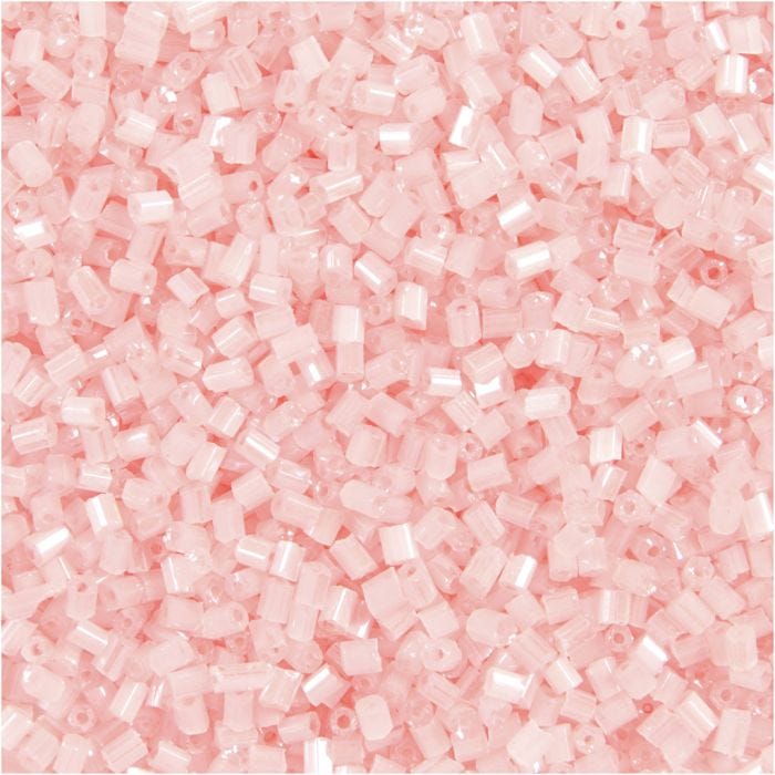 Rocailles 2-cut, d 1,7 mm, afm 15/0, gatgrootte 0,5 mm, transparant roze, 25 gr/ 1 doos