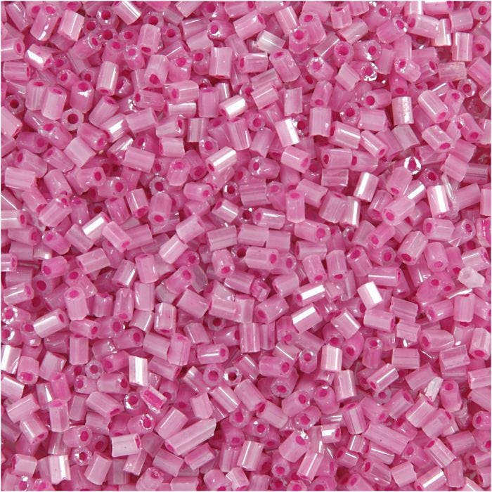 Rocailles 2-cut, d 1,7 mm, afm 15/0, gatgrootte 0,5 mm, roze, 25 gr/ 1 doos