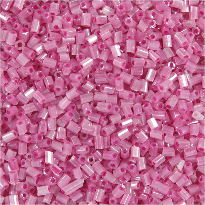 Rocailles 2-cut, d 1,7 mm, afm 15/0 , gatgrootte 0,5 mm, roze, 500 gr/ 1 zak