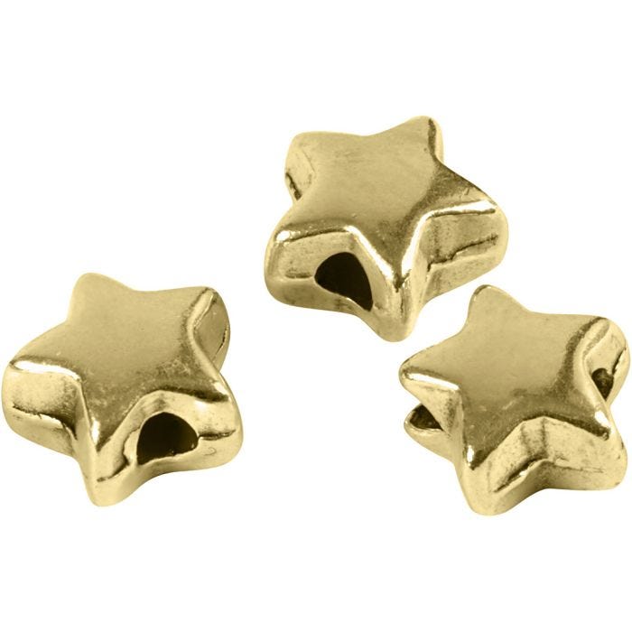 Spacer kralen, afm 5,5x5,5 mm, gatgrootte 1 mm, verguld, 3 stuk/ 1 doos