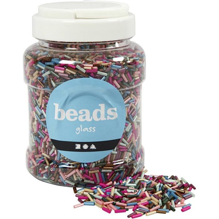 Kralen Mix, L: 6 mm, d 1,5-2 mm, gatgrootte 1 mm, metallic kleuren, 520 gr/ 1 Doosje