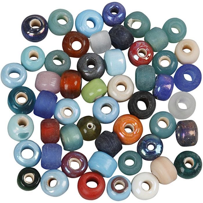 Glaskralen, d 9 mm, gatgrootte 2,5-3 mm, diverse kleuren, 500 gr/ 1 doos