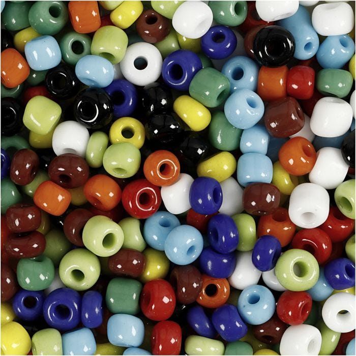Rocailles, d 4 mm, afm 6/0, gatgrootte 0,9-1,2 mm, diverse kleuren, 130 gr/ 1 doos