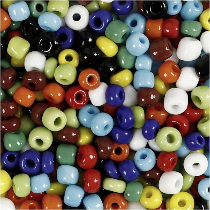 Rocailles, d 4 mm, afm 6/0, gatgrootte 0,9-1,2 mm, diverse kleuren, 1000 gr/ 1 Doosje