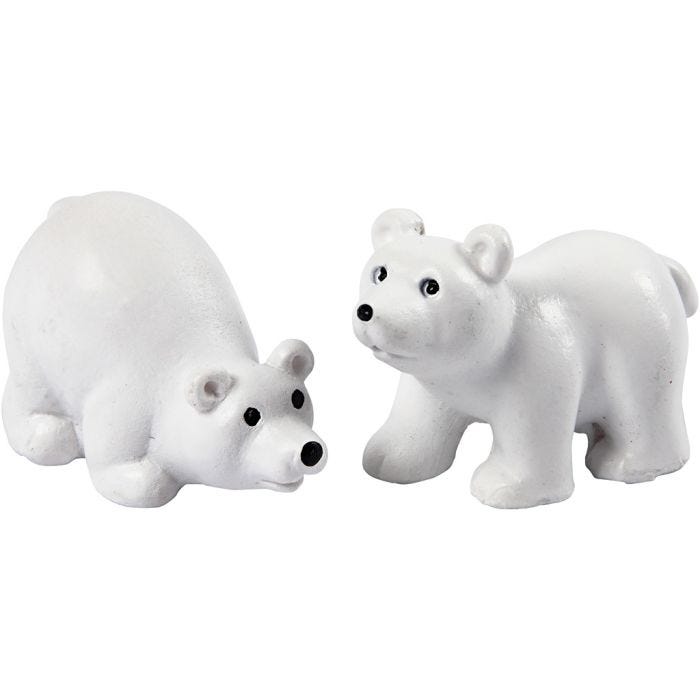 Miniatuur figuren, H: 30 mm, L: 45 mm, wit, 2 stuk/ 1 doos