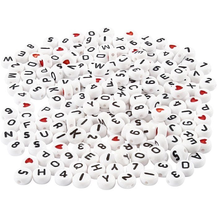 Letterkralen, 7 mm, 1,2 mm, wit, 200gr/ 1 doos