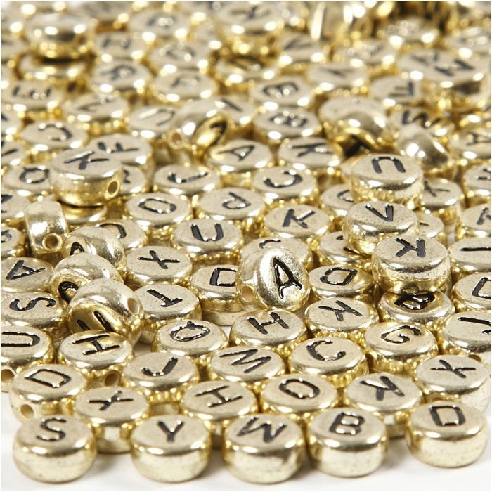 Letterkralen, 7 mm, 1,2 mm, goud, 21gr/ 1 doos