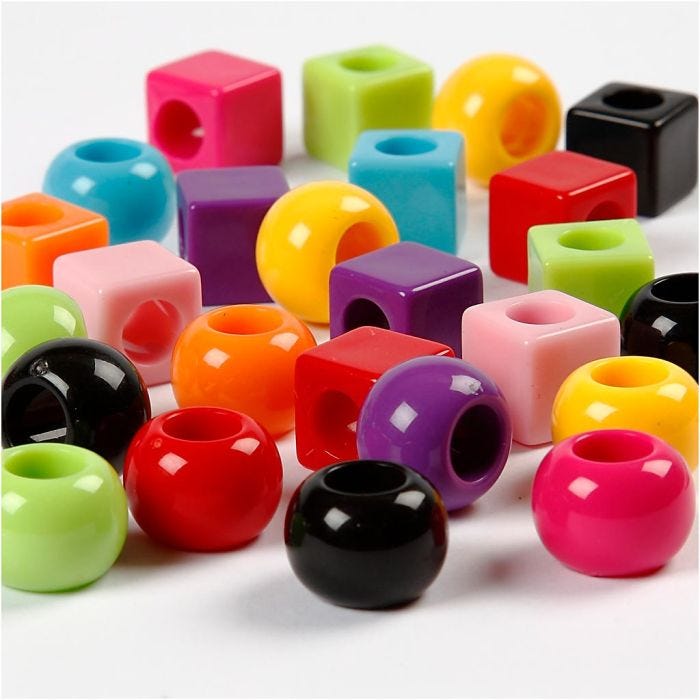 Plastic Kralen, afm 11 mm, gatgrootte 7 mm, diverse kleuren, 1000 gr, 1700 ml/ 1 doos