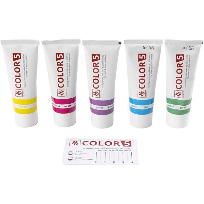 Zeepverf, diverse kleuren, 5x30gr/ 1 doos