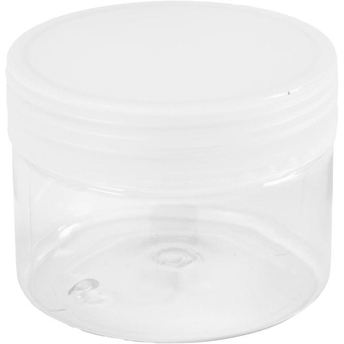 Plastic voorraadpotten, H: 5 cm, d 6,5 cm, 110 ml, 10 stuk/ 1 doos