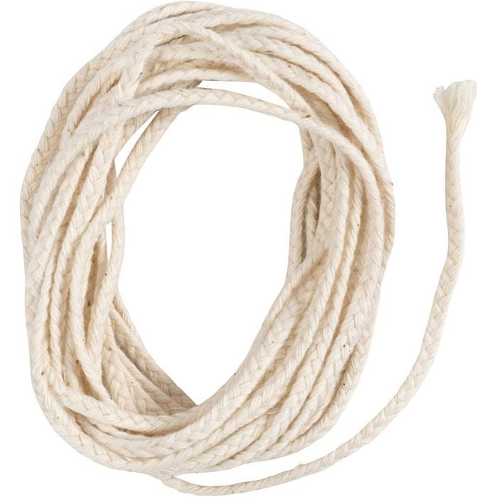 Lont, Geschikt voor dompelkaarsen (dia. 22-30 mm) en gegoten kaarsen (dia. 60-80 mm), 100 gr, 3m/ 1 doos