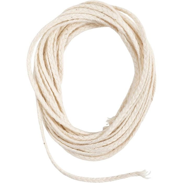 Lont, Geschikt voor dompelkaarsen (dia. 30 mm) en gegoten kaarsen (dia. 80-100 mm) , B: 2 mm, 100 gr, 3 m/ 1 doos