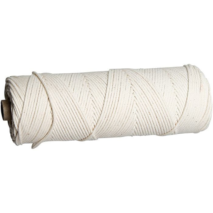 Lont voor Bijenwas vellen, Voor gebruik met kaarsen die zijn gemaakt van platen bijenwas, 3, dikte 2-3 mm, 100 gr, 80m/ 1 rol