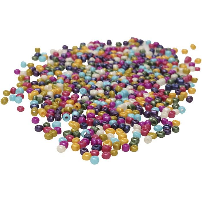 Rocailles, afm 3 mm, gatgrootte 0,6 mm, parelmoer kleuren, 1000 gr/ 1 zak