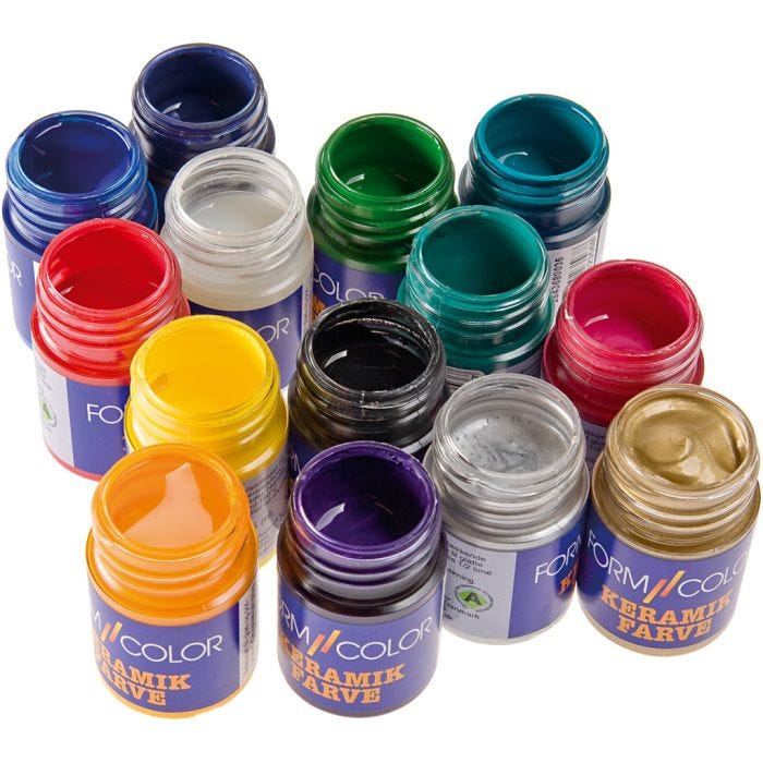 Keramiek- en porseleinverf, diverse kleuren, 14x30 ml/ 1 doos