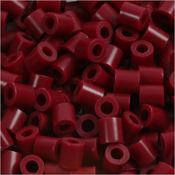 Strijkkralen, afm 5x5 mm, gatgrootte 2,5 mm, medium, wijnrood (32239), 1100stuk/ 1 doos