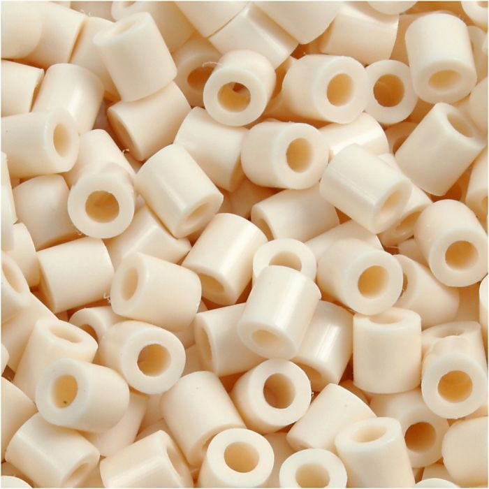 Strijkkralen, afm 5x5 mm, gatgrootte 2,5 mm, medium, lichtbeige (32251), 1100stuk/ 1 doos