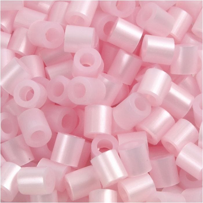 Strijkkralen, afm 5x5 mm, gatgrootte 2,5 mm, medium, roze parelmoer (32259), 6000 stuk/ 1 doos