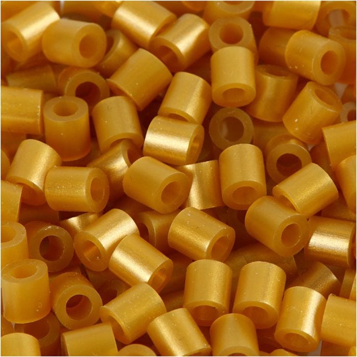 Strijkkralen, 5x5 mm, 2,5 mm, medium, goud (32263), 1100stuk/ 1 doos