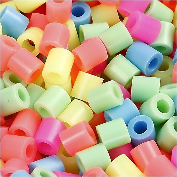 Strijkkralen, afm 5x5 mm, gatgrootte 2,5 mm, medium, pastelkleuren, 5000 div/ 1 emmer